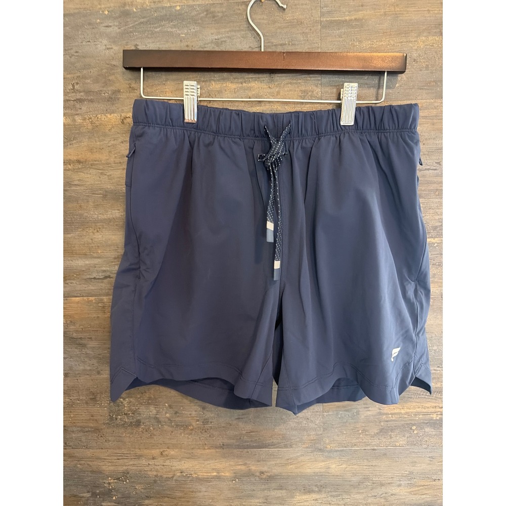 Fabletics Mens Navy Blue Athletic Training Shorts Size M 5 Inch Inseam Pocket